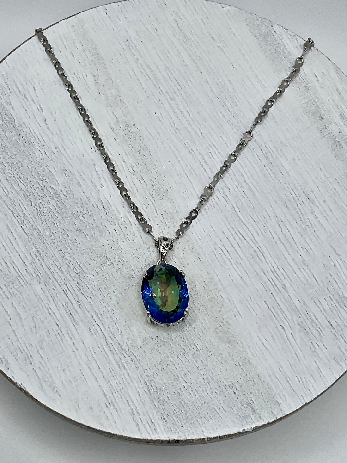 Blue Mystic Topaz Necklace Sapphire