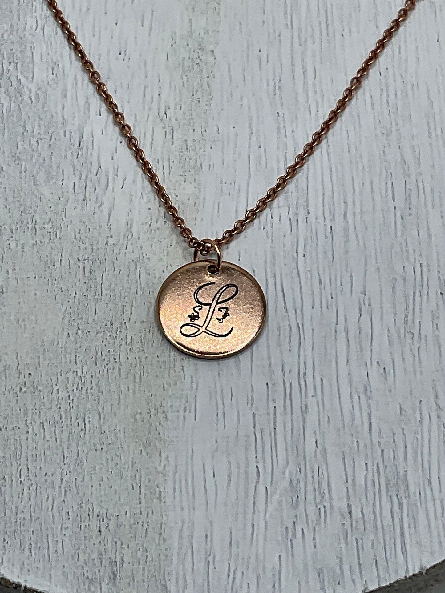 Monogrammed Personalized Rose Gold or Silver Jewelry Charm Necklace