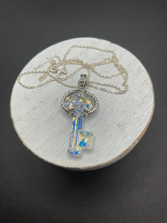 Swarovski Crystal Key Necklace on a Sterling Silver 18” Necklace