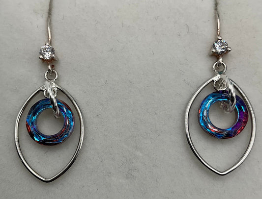 Silver Rainbow Dangle Earrings