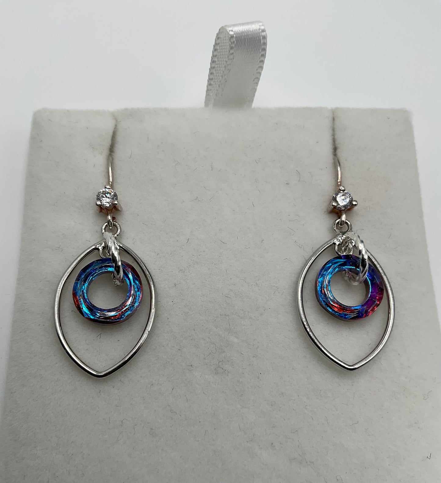 Silver Rainbow Dangle Earrings