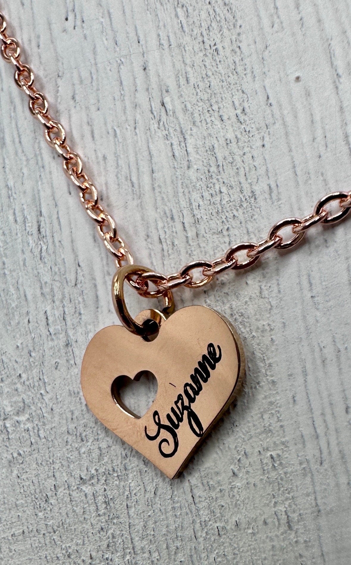 Personalized / Monogrammed Jewelry Heart Shaped Charm Necklace in Gold / Silver / Rose Gold