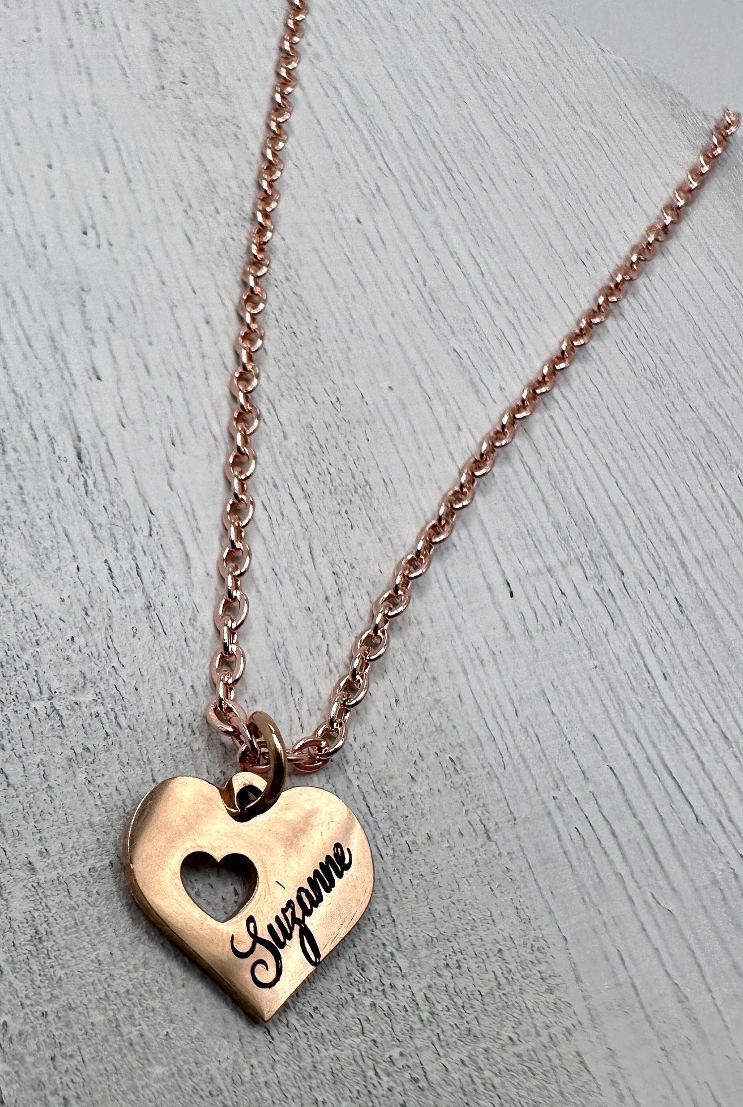 Personalized / Monogrammed Jewelry Heart Shaped Charm Necklace in Gold / Silver / Rose Gold