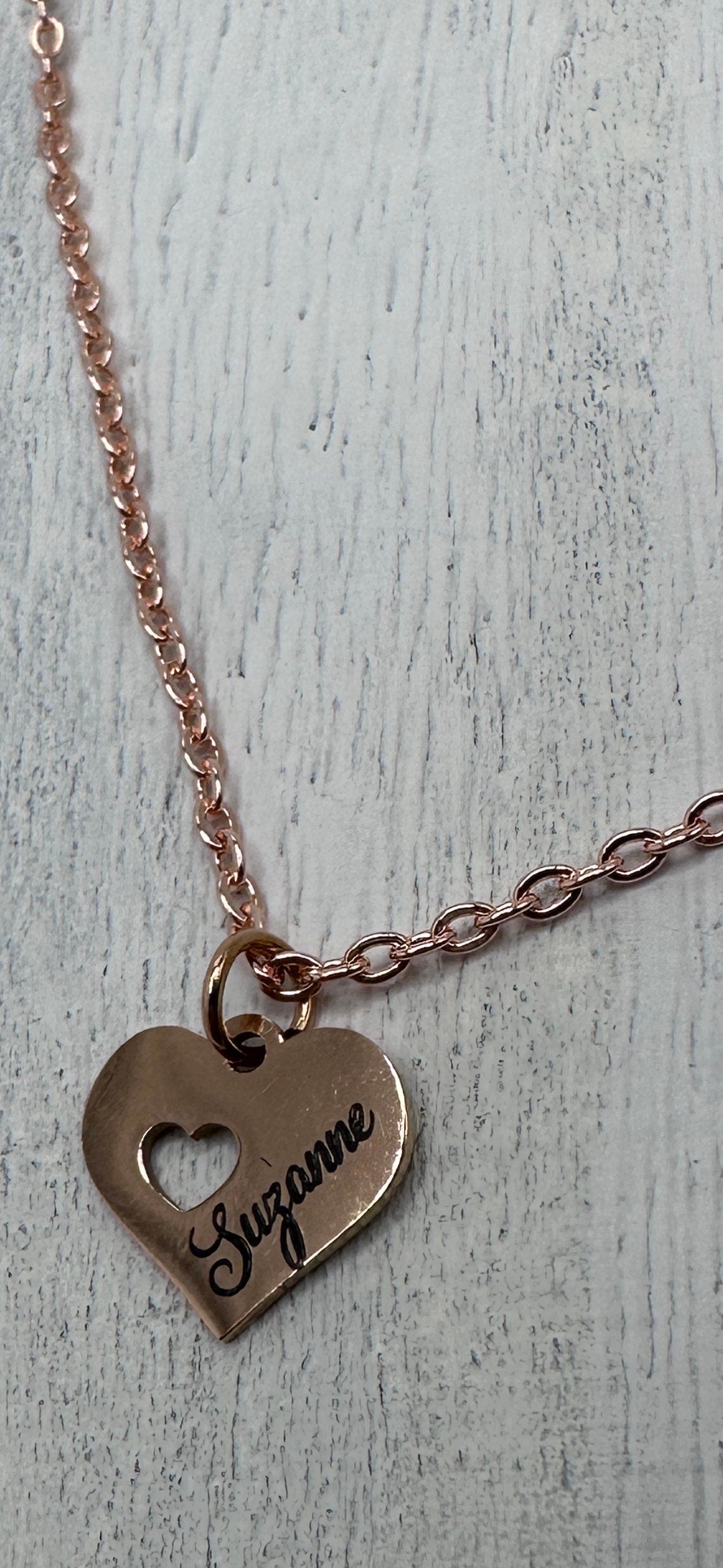 Personalized / Monogrammed Jewelry Heart Shaped Charm Necklace in Gold / Silver / Rose Gold