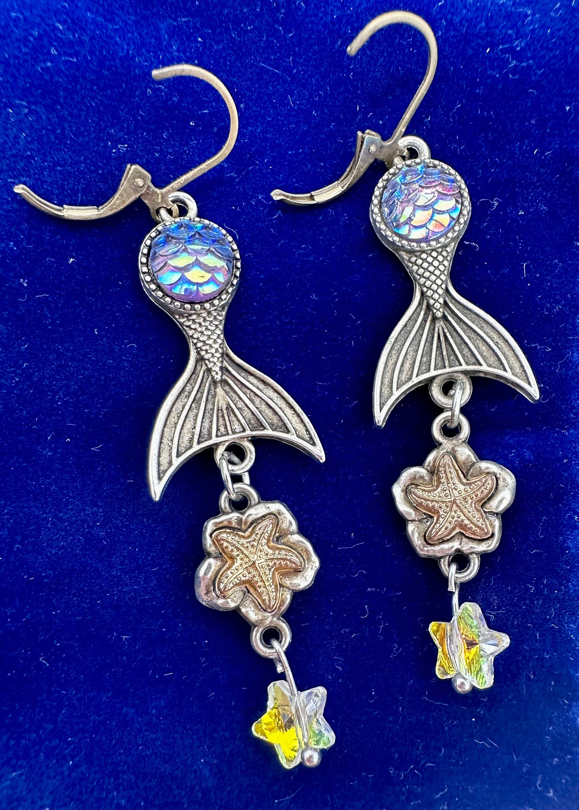 Mermaid Rainbow Starfish Dangle Earrings