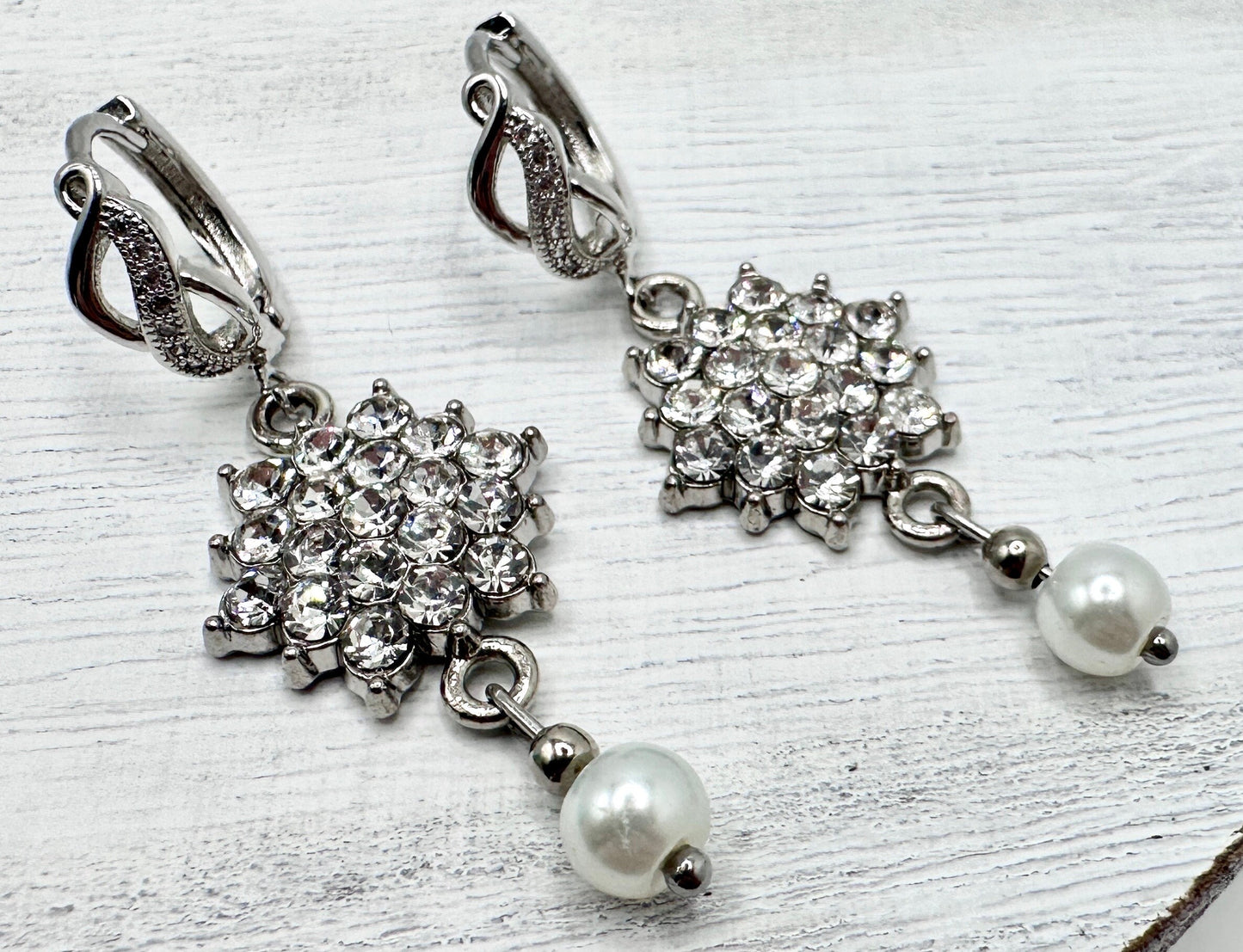 Silver Rhinestone CZ Necklace and Earring Set