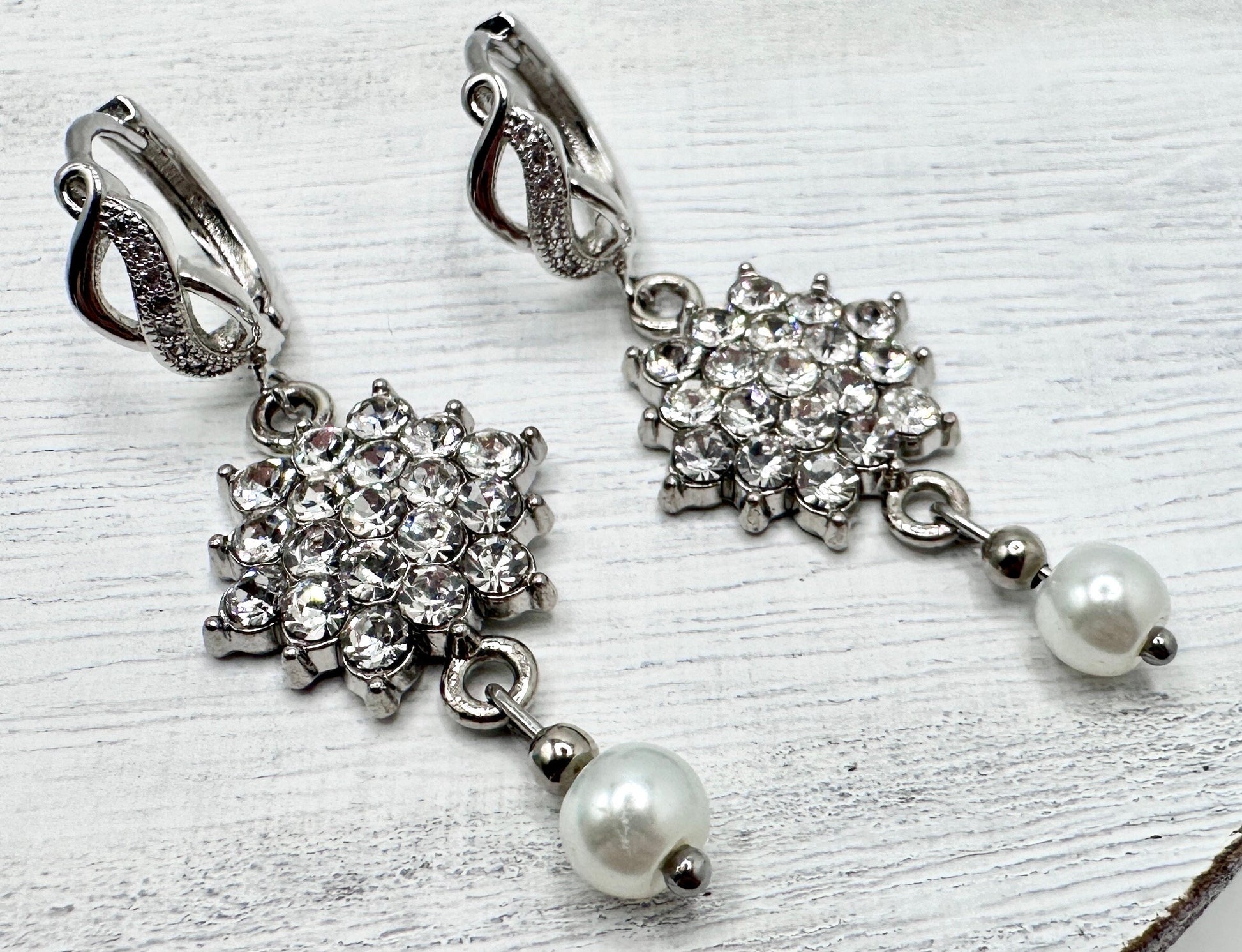 Silver Rhinestone CZ Necklace and Earring Set