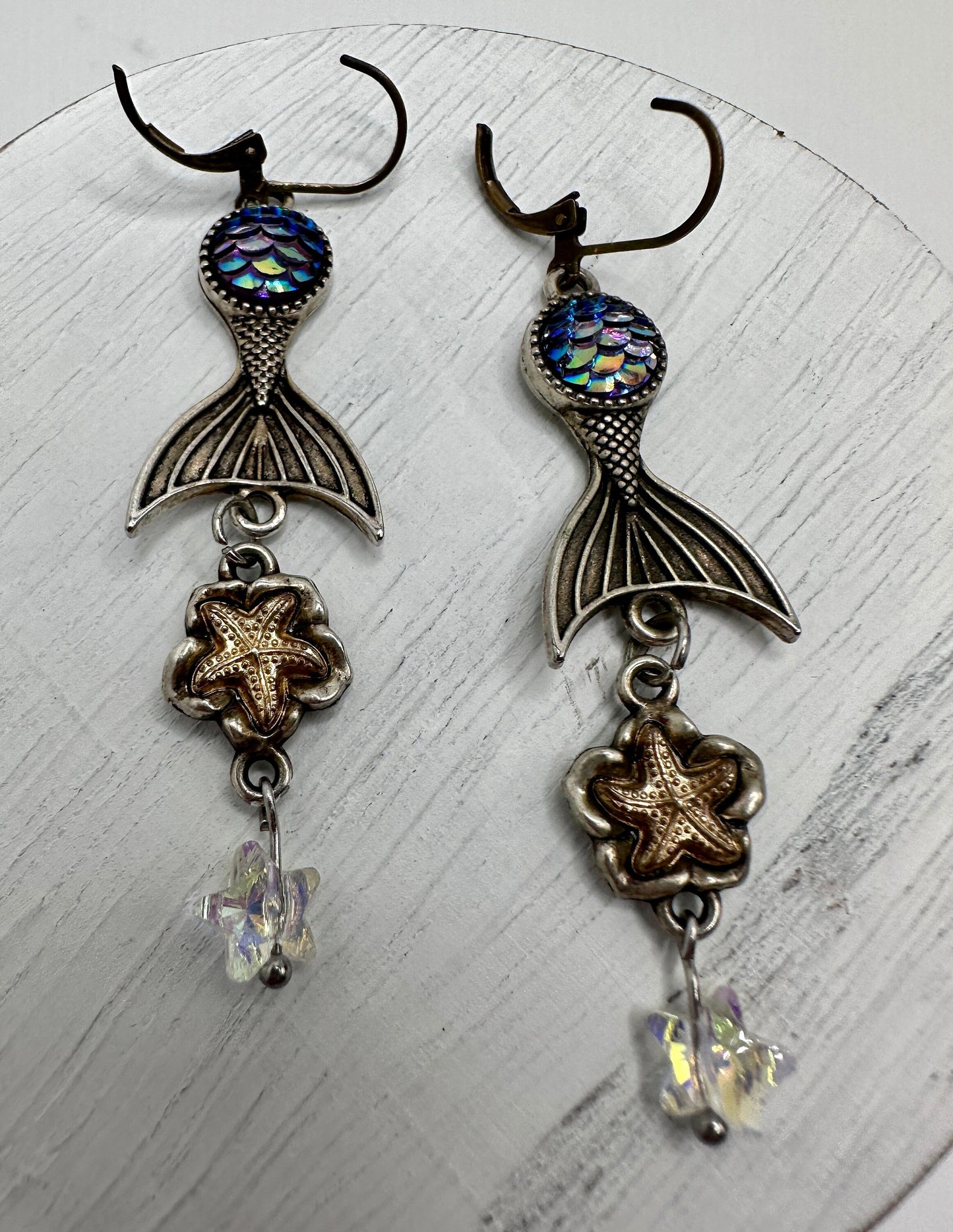 Mermaid Rainbow Starfish Dangle Earrings