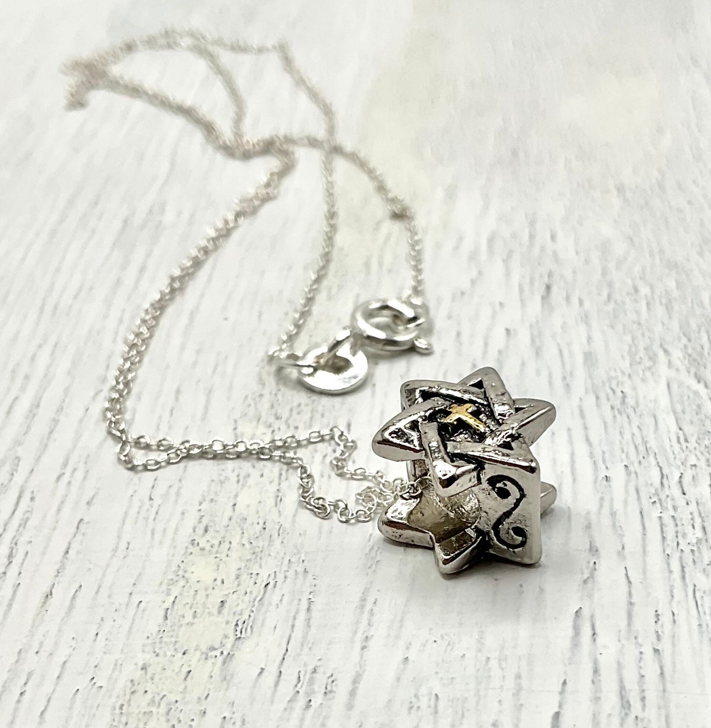 Star of David Cross Christian Religious Necklace on an 18” 925 Sterling Silver Chain