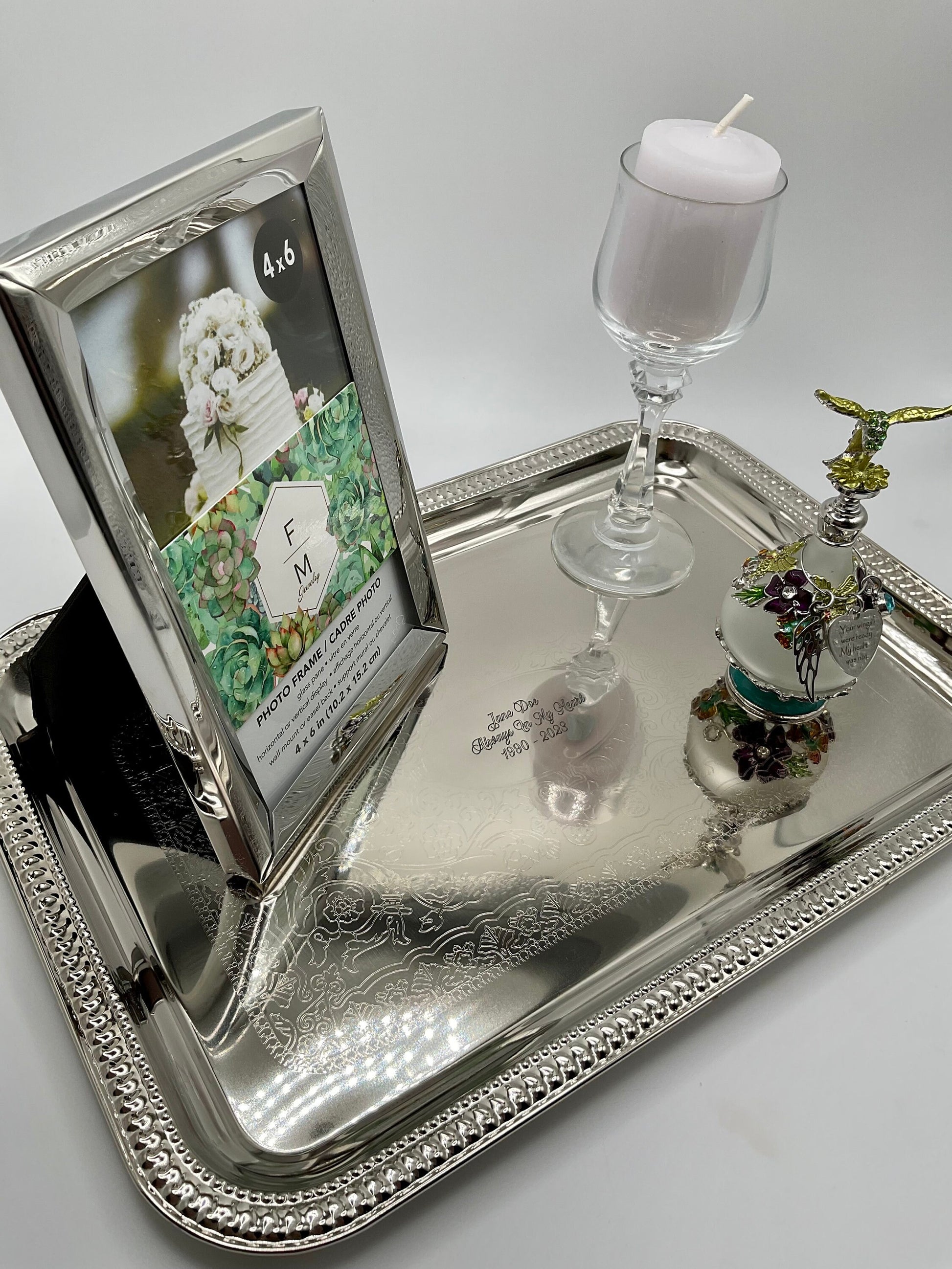 Ash Urn Set - Hummingbird Ash Urn for Human Ashes Set - Personalized Tray with Candle and Photo Frame Funeral Memorial