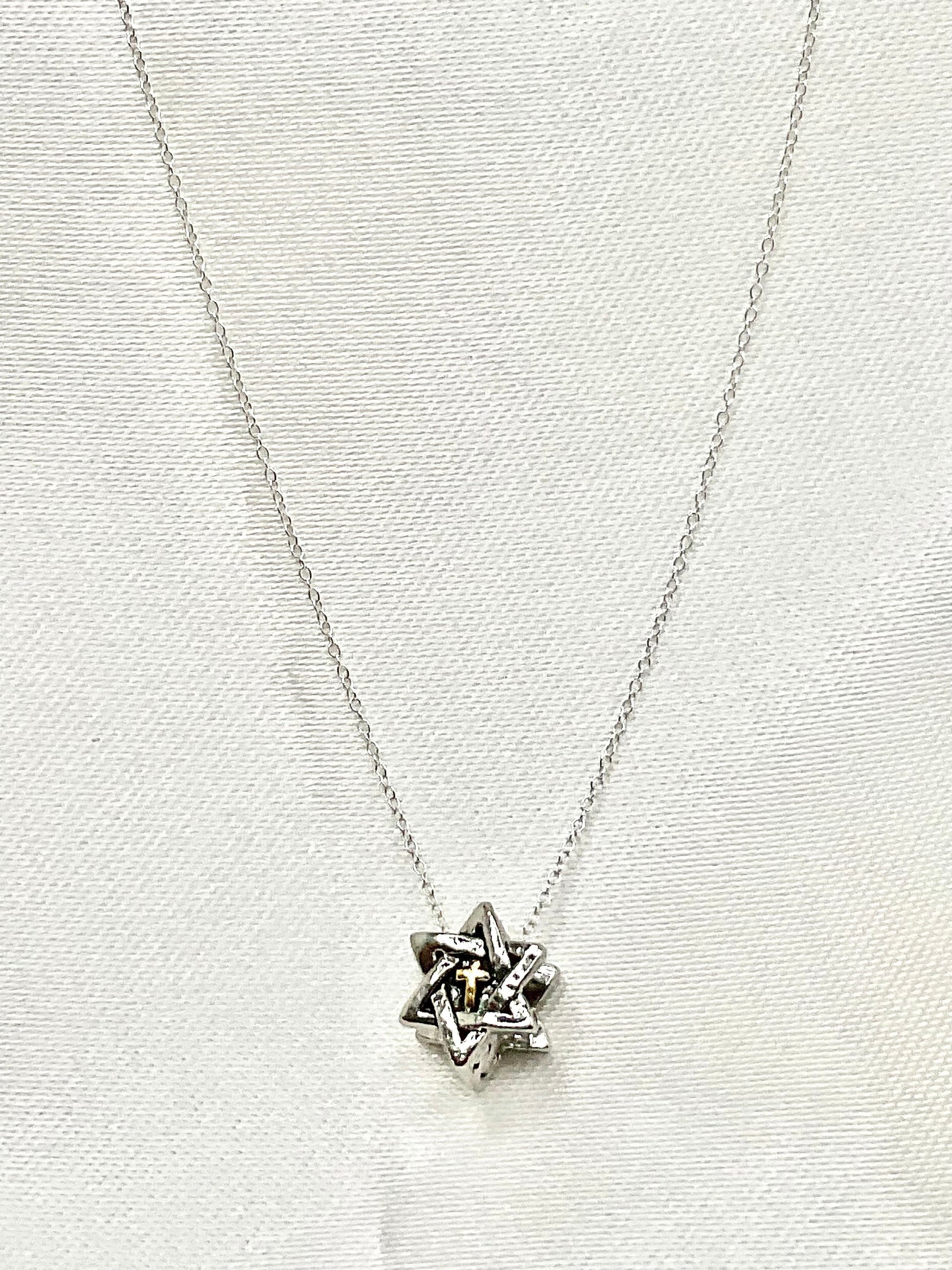 Star of David Cross Christian Religious Necklace on an 18” 925 Sterling Silver Chain