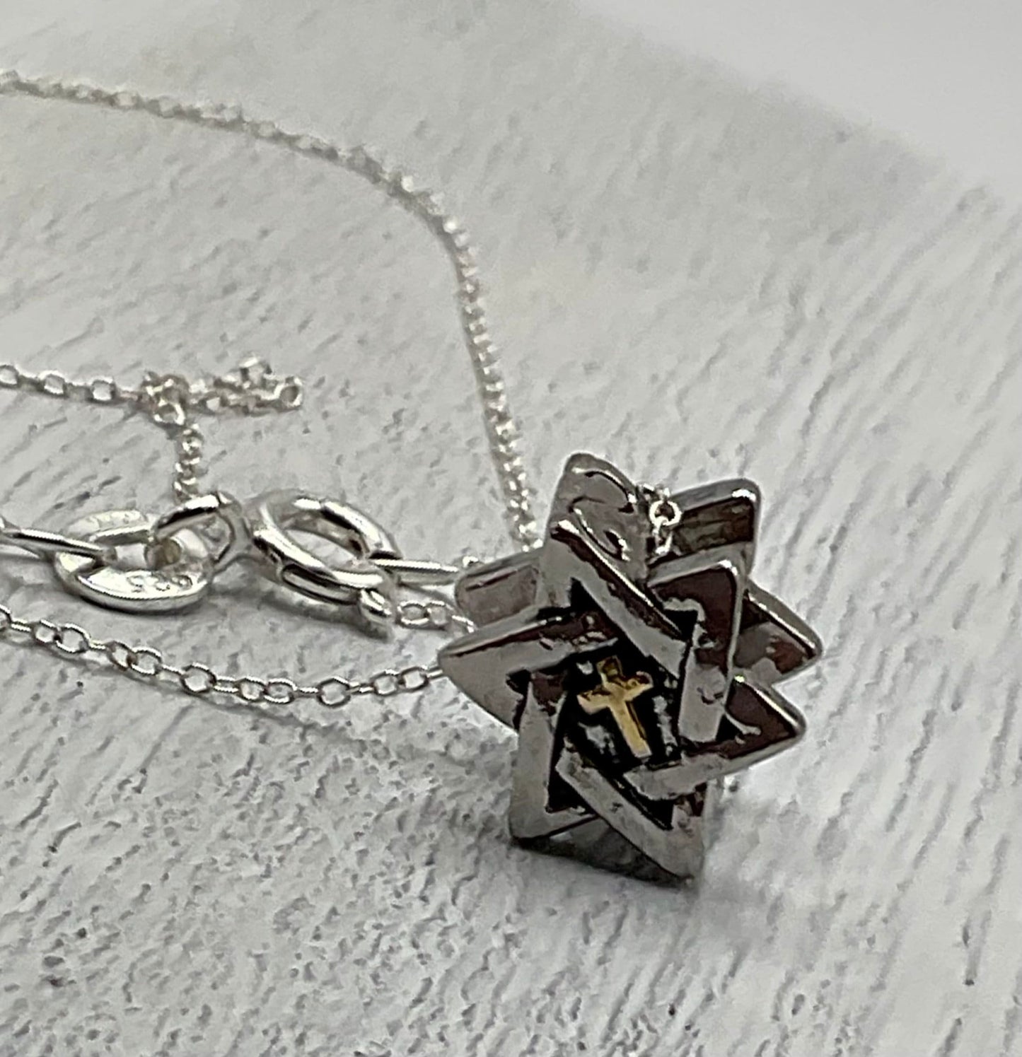 Star of David Cross Christian Religious Necklace on an 18” 925 Sterling Silver Chain