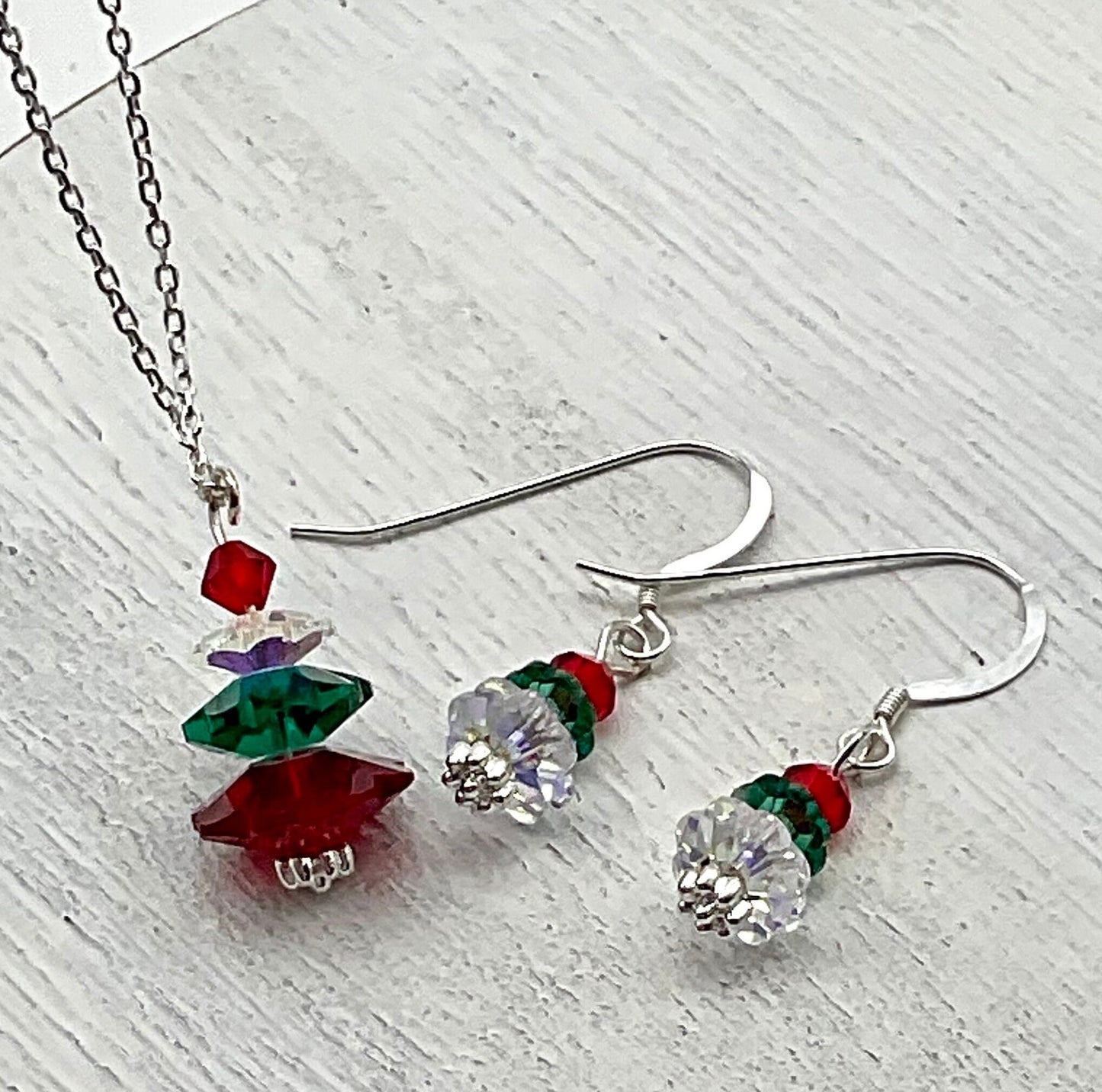 Festive Holiday Theme Christmas Tree Crystal Jewelry Set