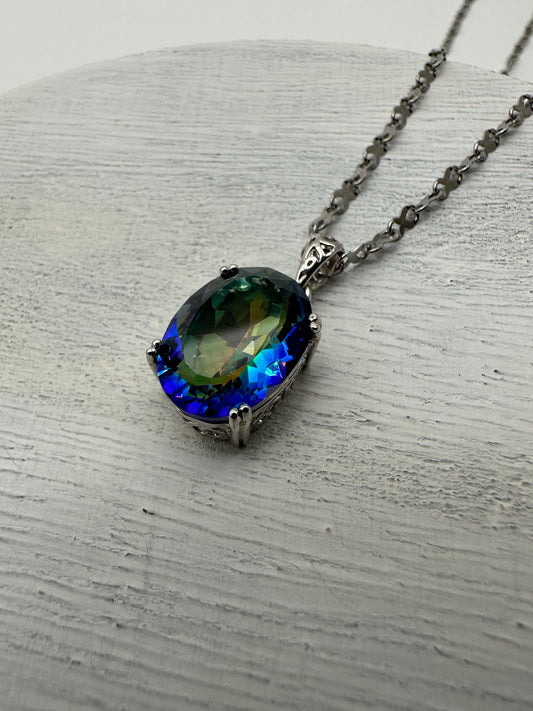 Blue Mystic Topaz Necklace Sapphire