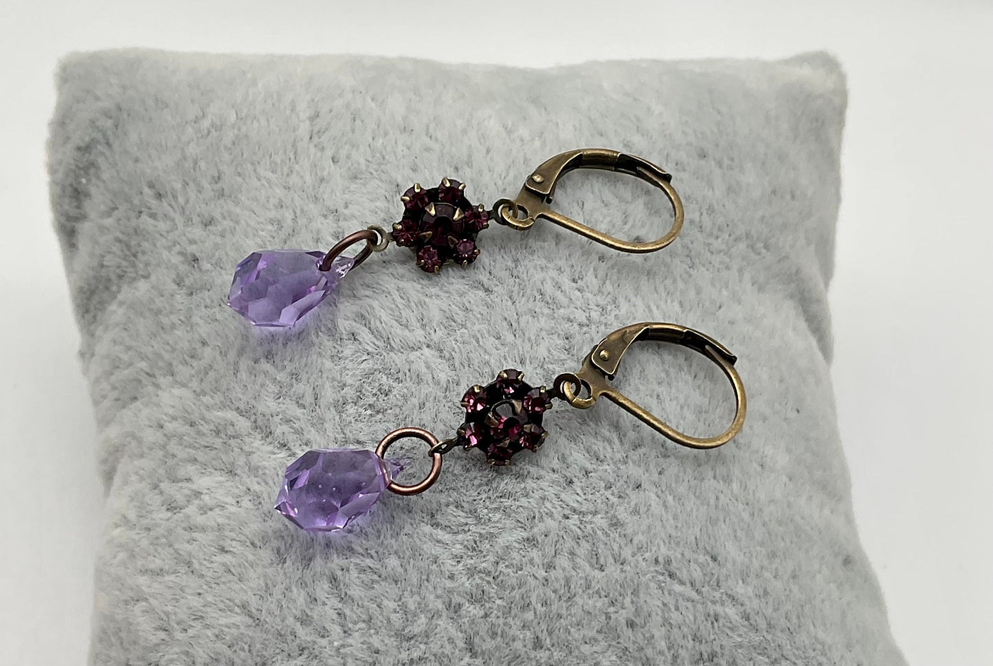 Purple Genuine Swarovski Crystal Drop Dangle Earrings