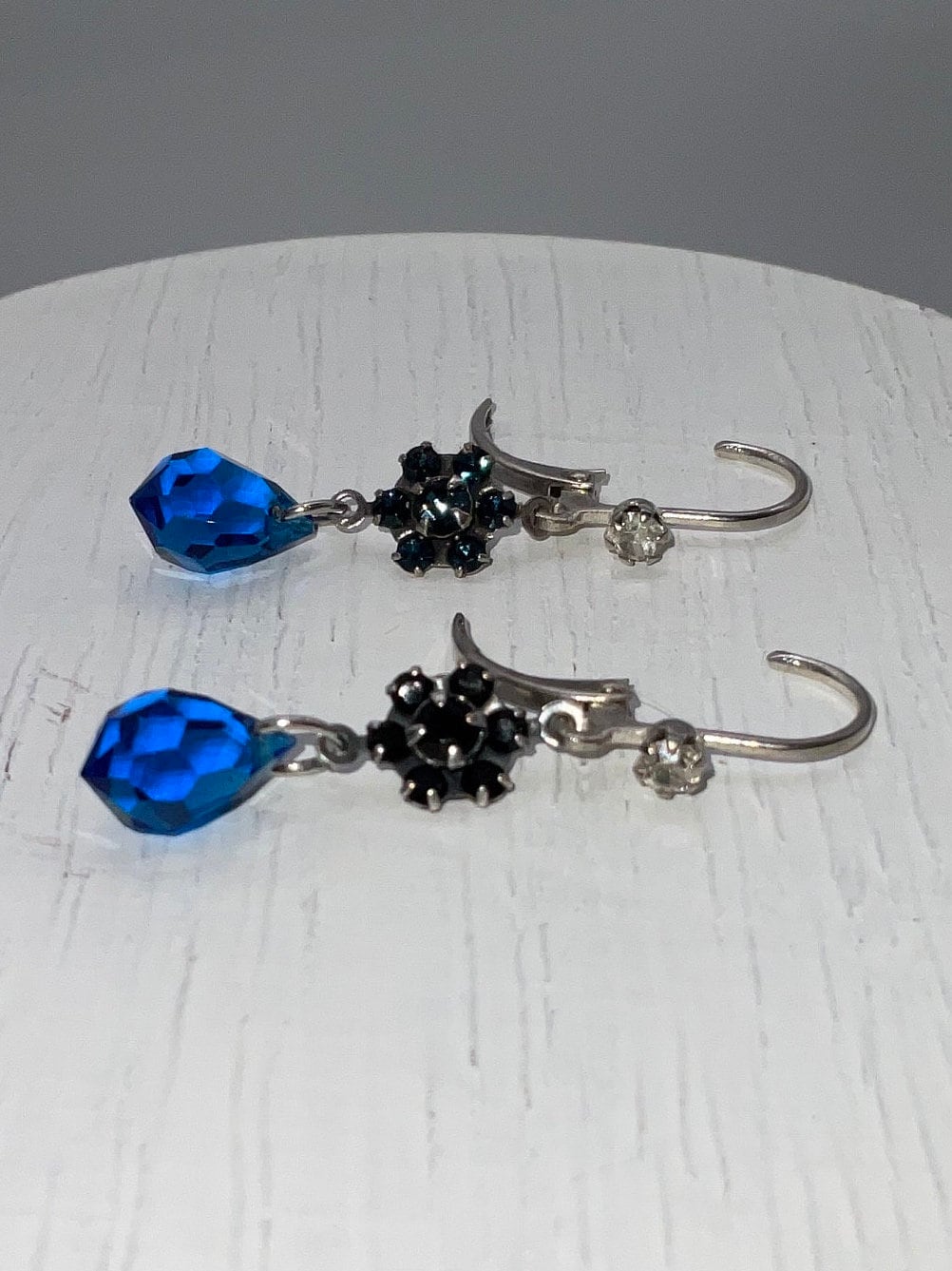 Silver Sapphire September Birthstone Swarovski Crystal Drop Dangle Earrings