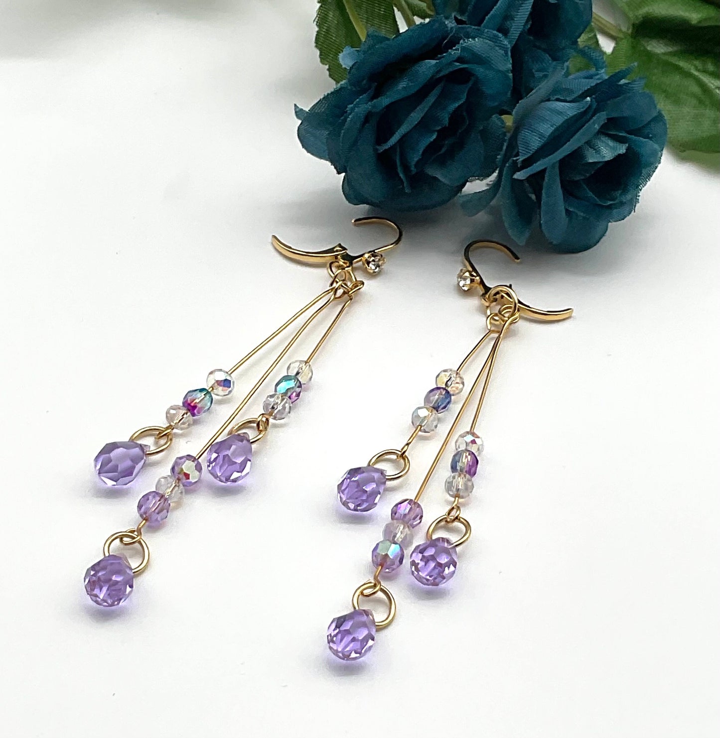 Amethyst Lavender Purple February Birthstone Drop Dangle Earrings