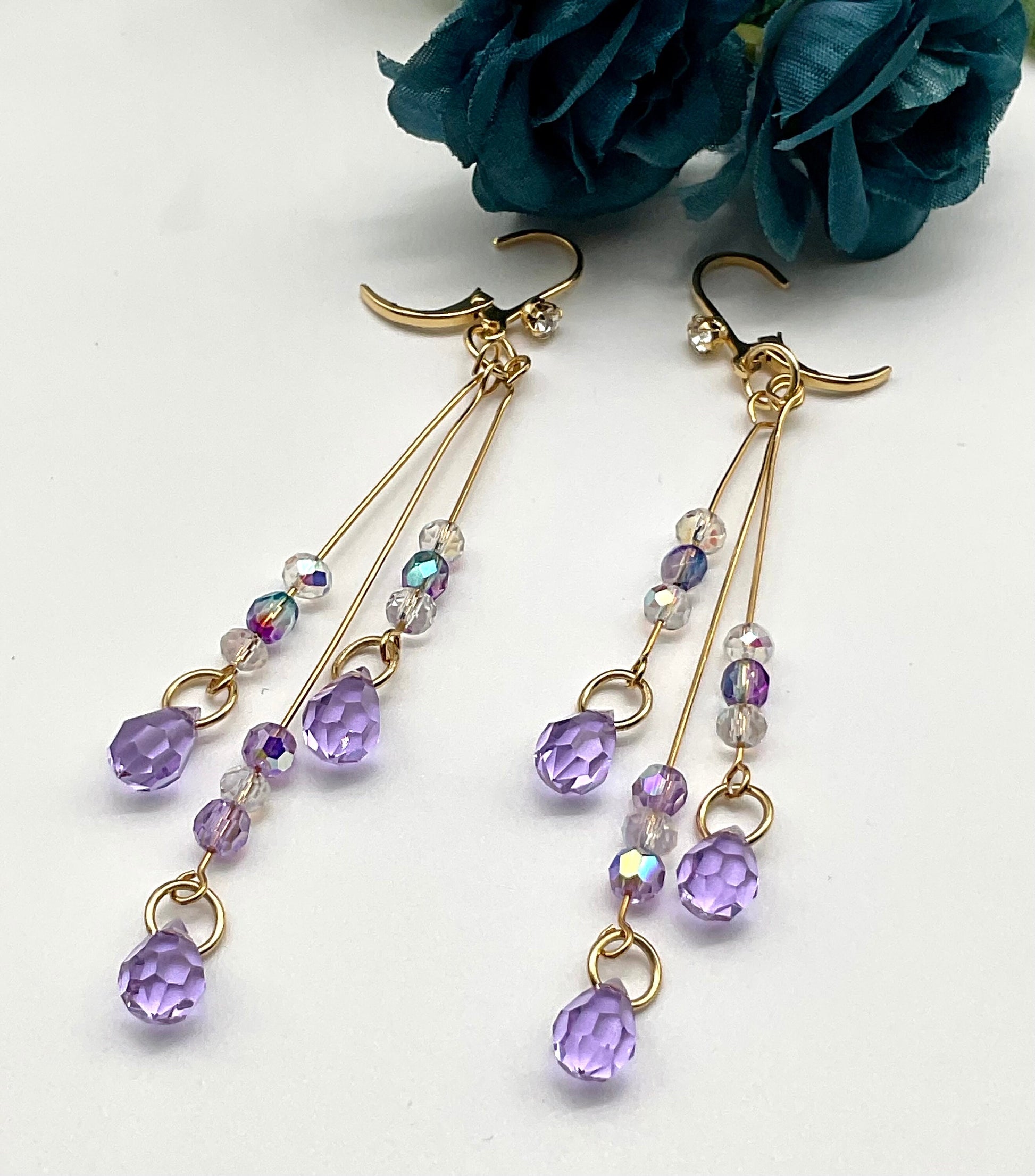 Amethyst Lavender Purple February Birthstone Drop Dangle Earrings