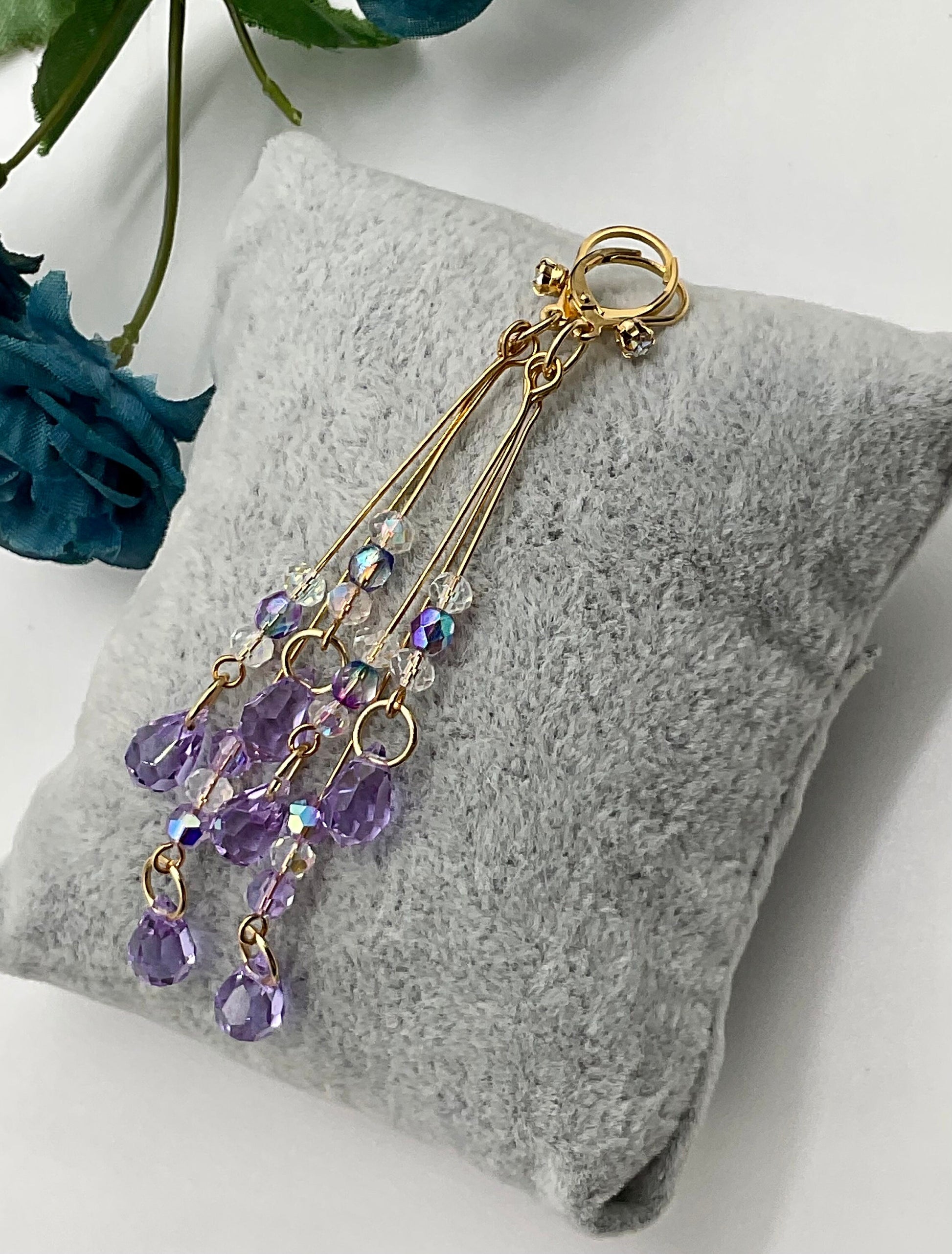 Amethyst Lavender Purple February Birthstone Drop Dangle Earrings