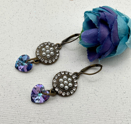 Purple Genuine Swarovski Crystal Drop Dangle Earrings