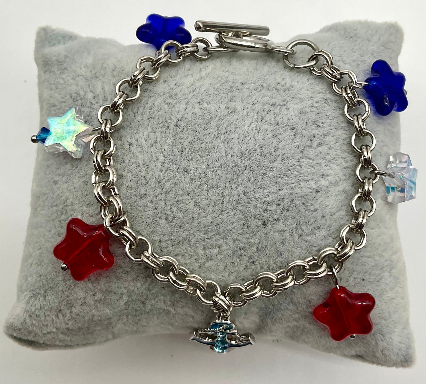 US Navy, Naval Sailor Anchor’s Away Bracelet Red , White and Blue Military Armed Forces USNC Stars Jewelry - 10% Donation to the USO